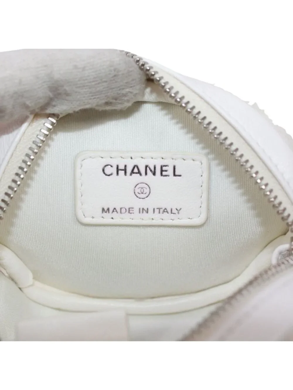 Chanel Coco Neige Ge Chain Pouch Fleece Leather White Shoulder Bag Silver